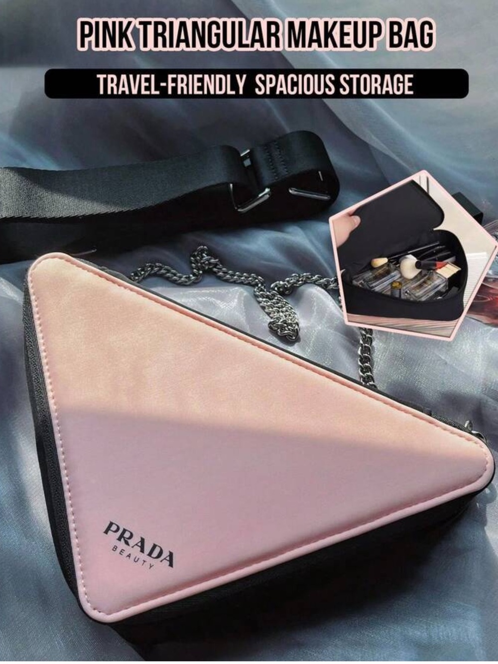Prada Pink Triangular Cosmetic Case